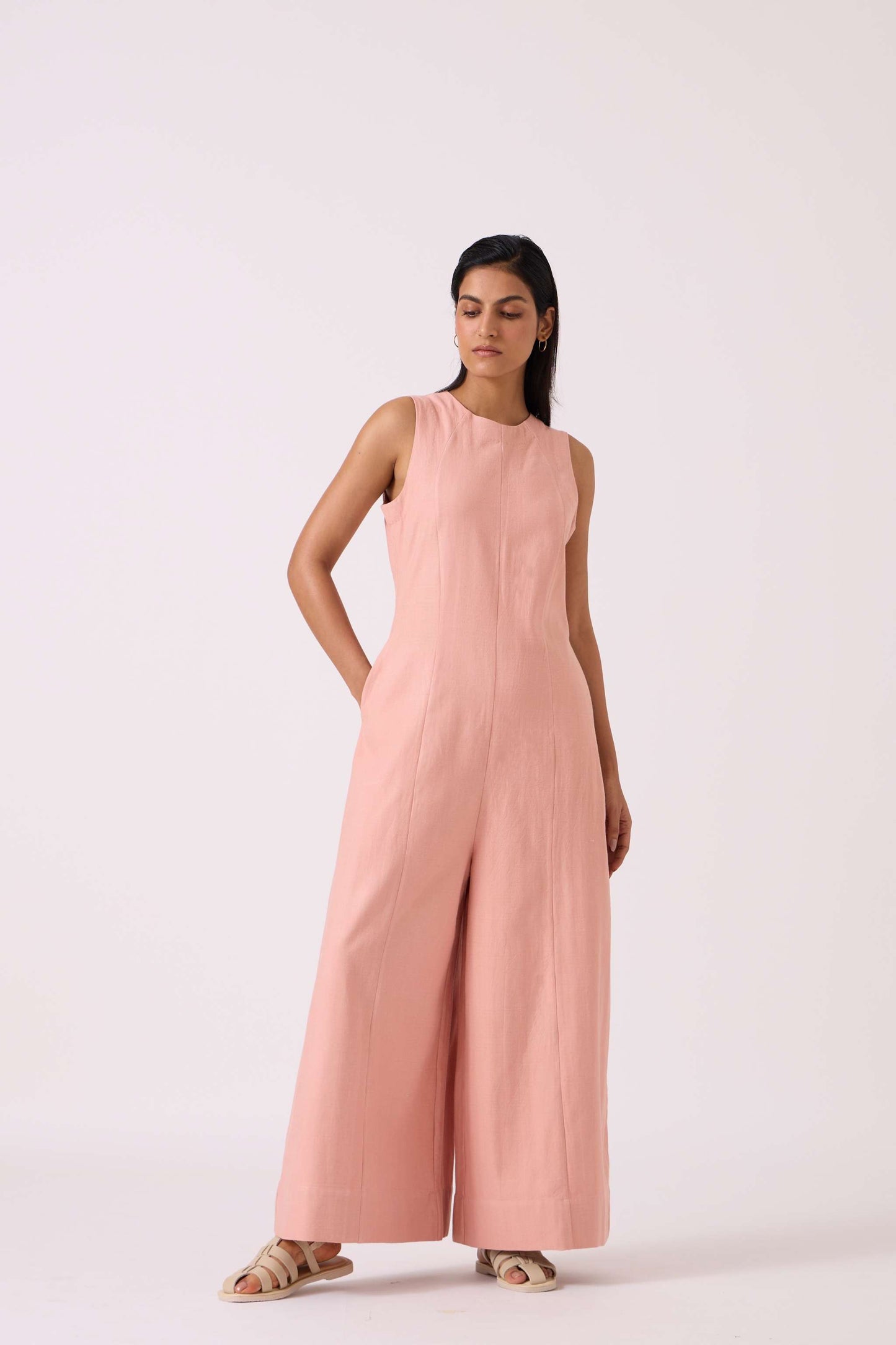 Vronsky Pink Handwoven Jumpsuit