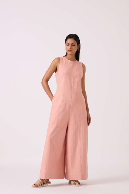 Vronsky Pink Handwoven Jumpsuit