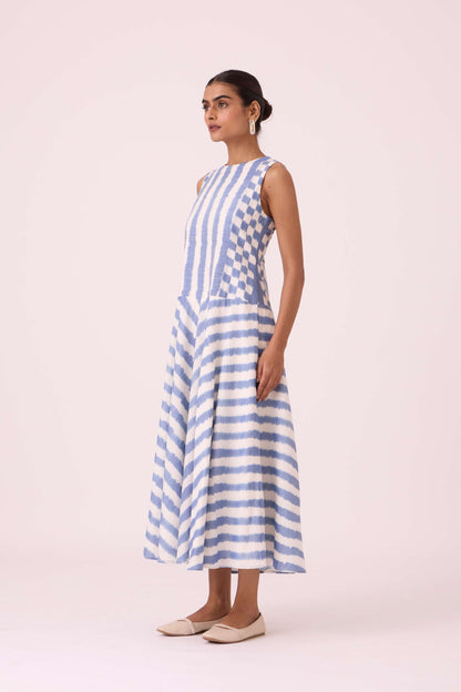 Myshkin Blue Striped Ikat Dress