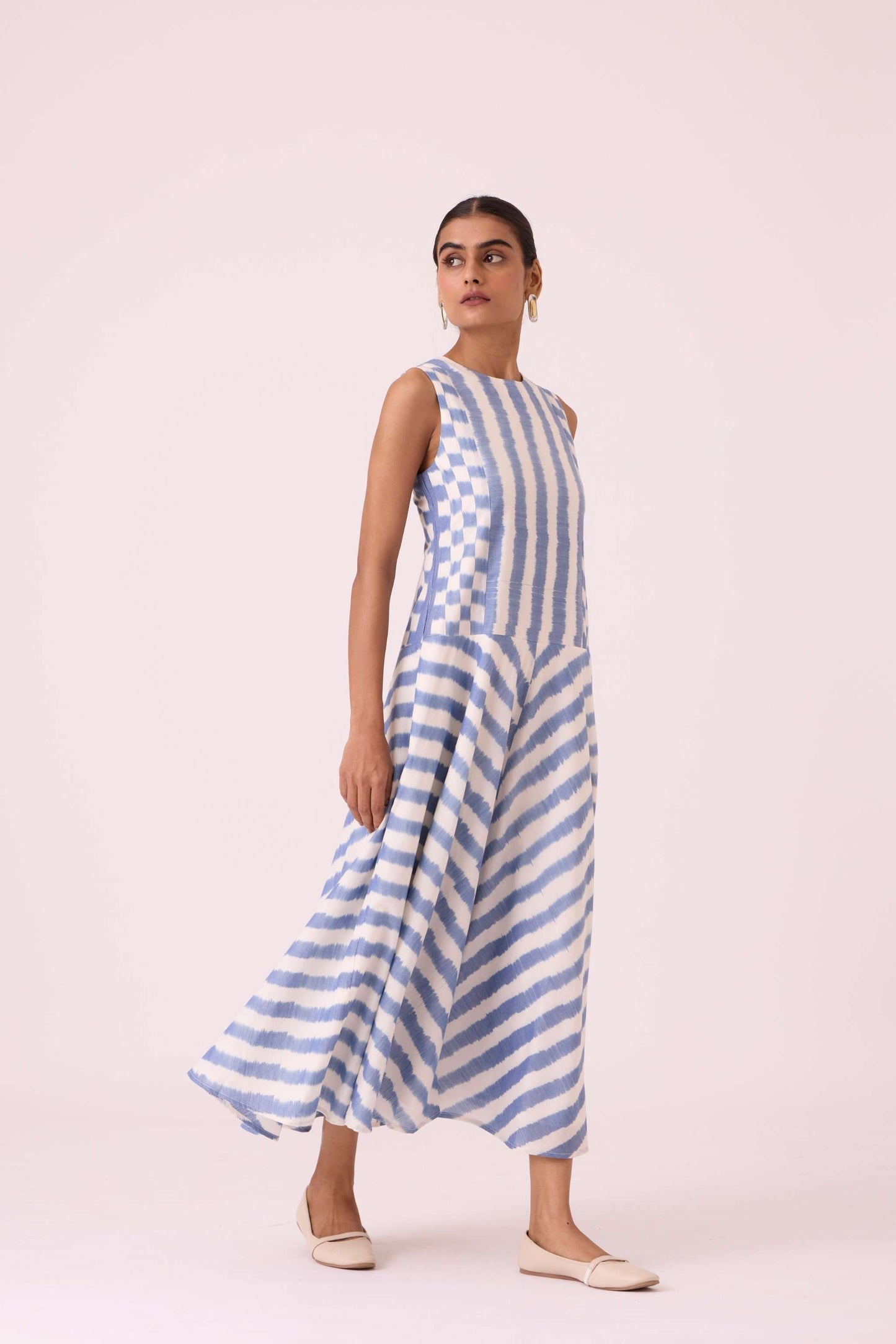 Myshkin Blue Striped Ikat Dress