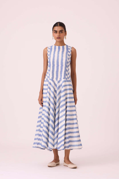 Myshkin Blue Striped Ikat Dress