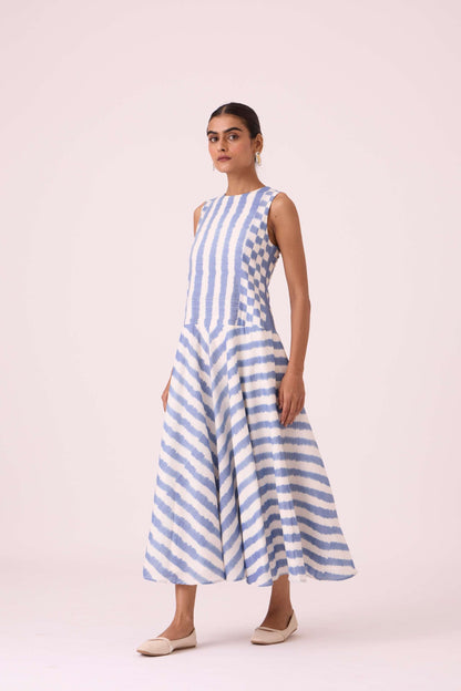 Myshkin Blue Striped Ikat Dress