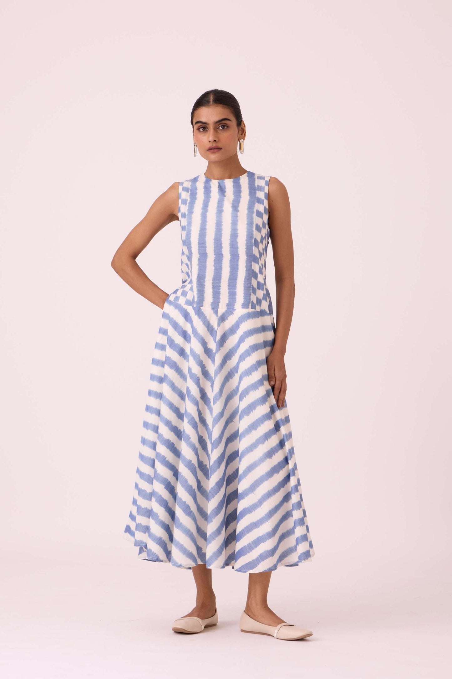 Myshkin Blue Striped Ikat Dress