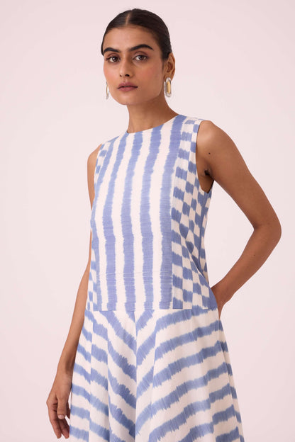 Myshkin Blue Striped Ikat Dress