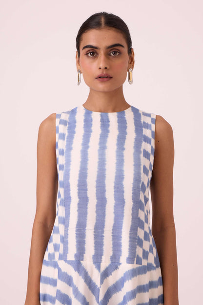 Myshkin Blue Striped Ikat Dress