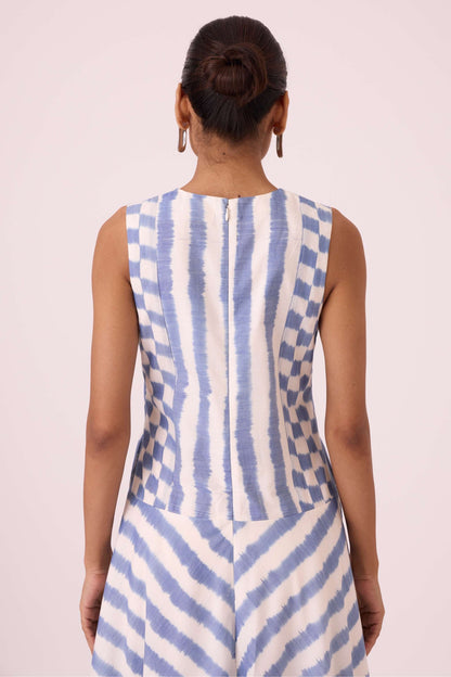 Myshkin Blue Striped Ikat Dress