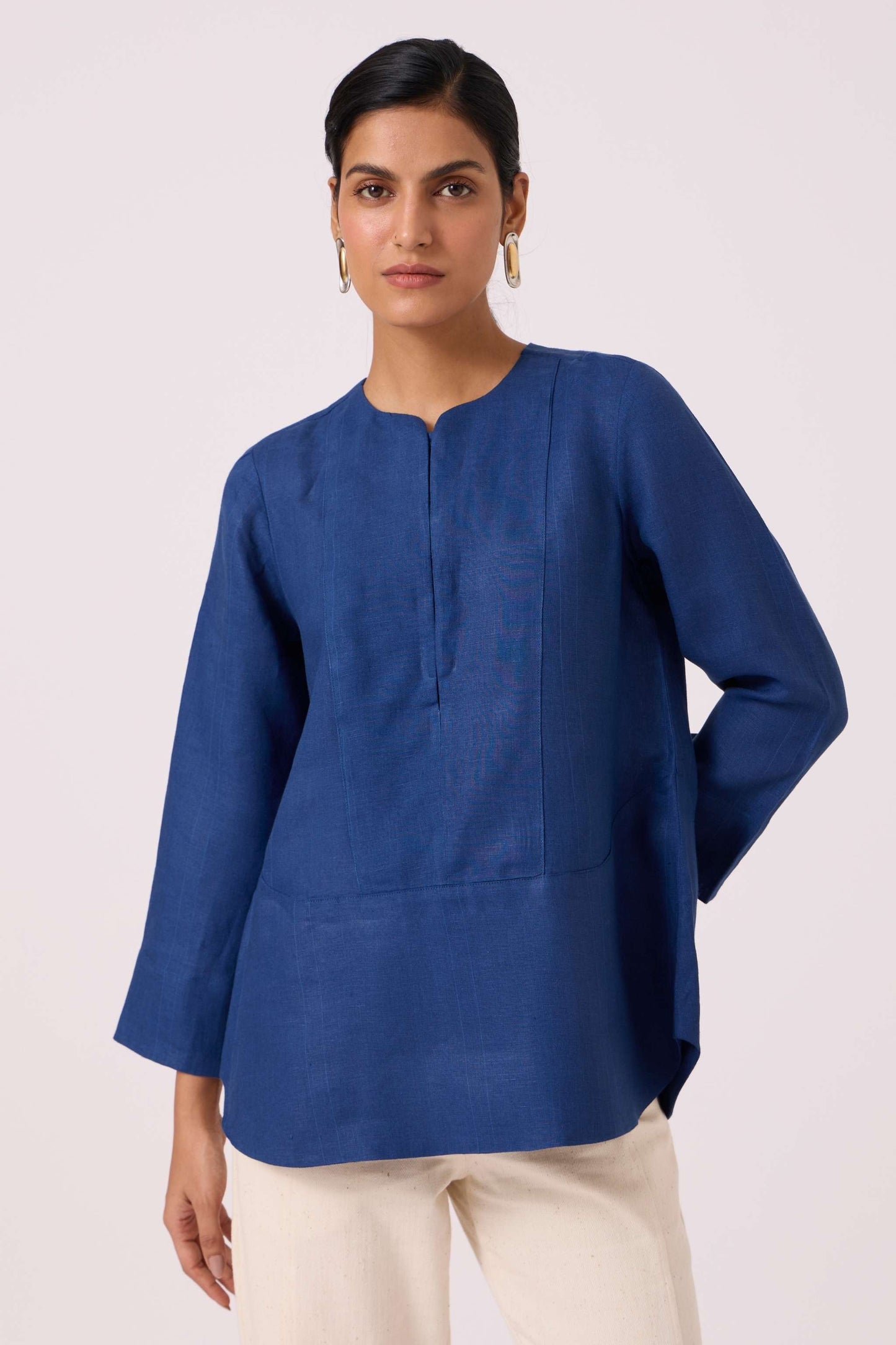 Oceania Blue Linen Top
