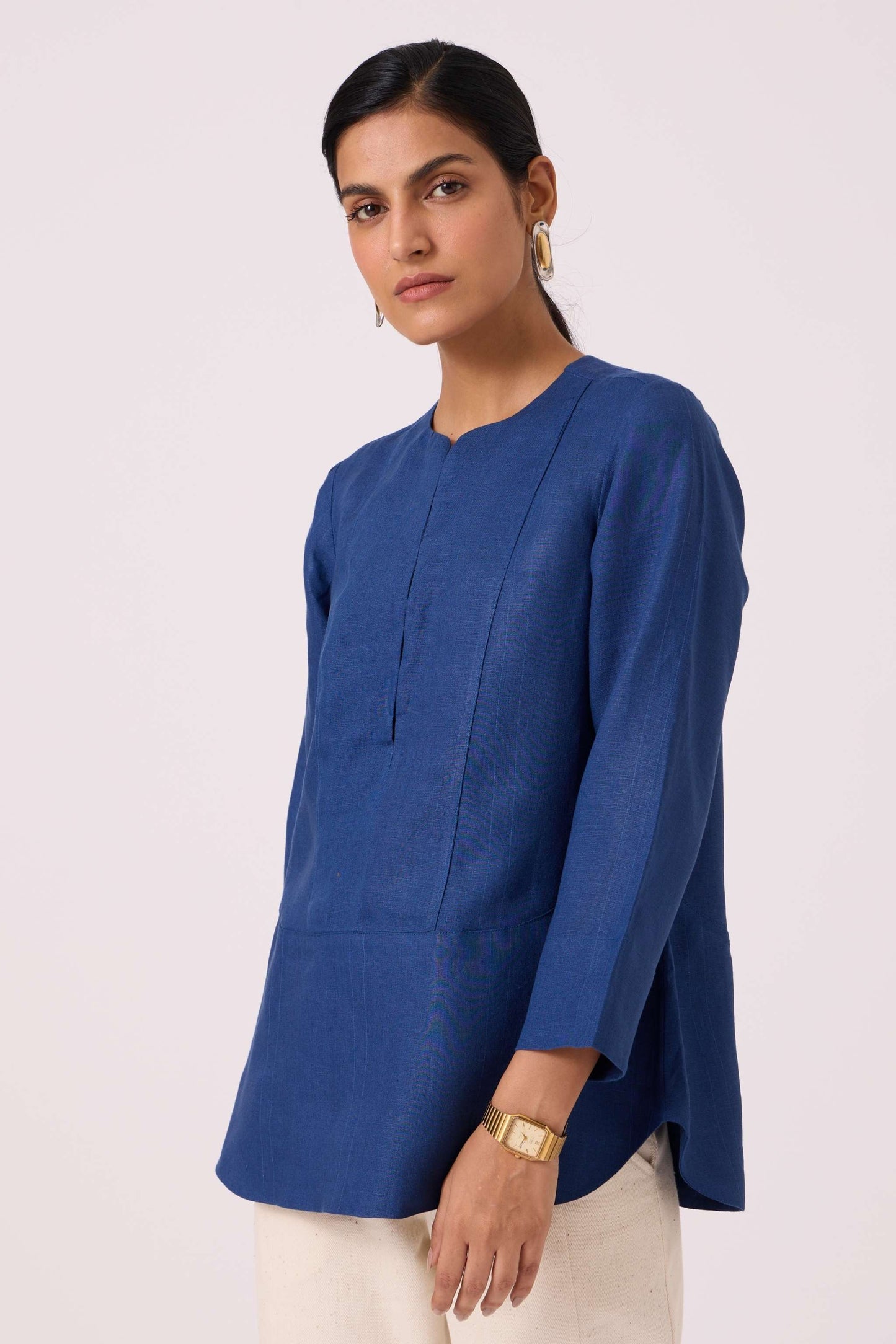 Oceania Blue Linen Top