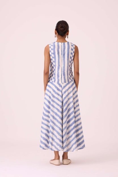 Myshkin Blue Striped Ikat Dress
