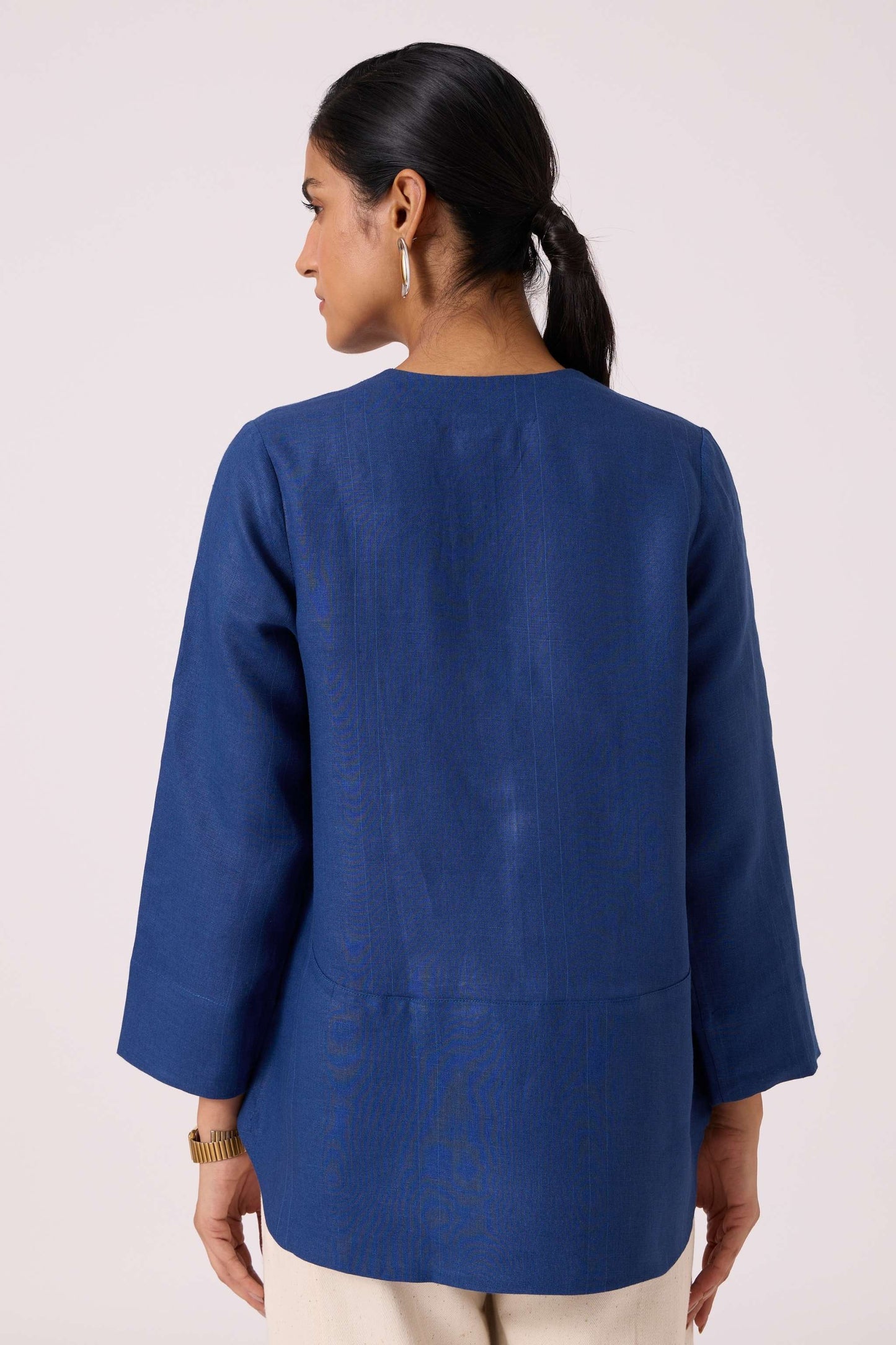 Oceania Blue Linen Top