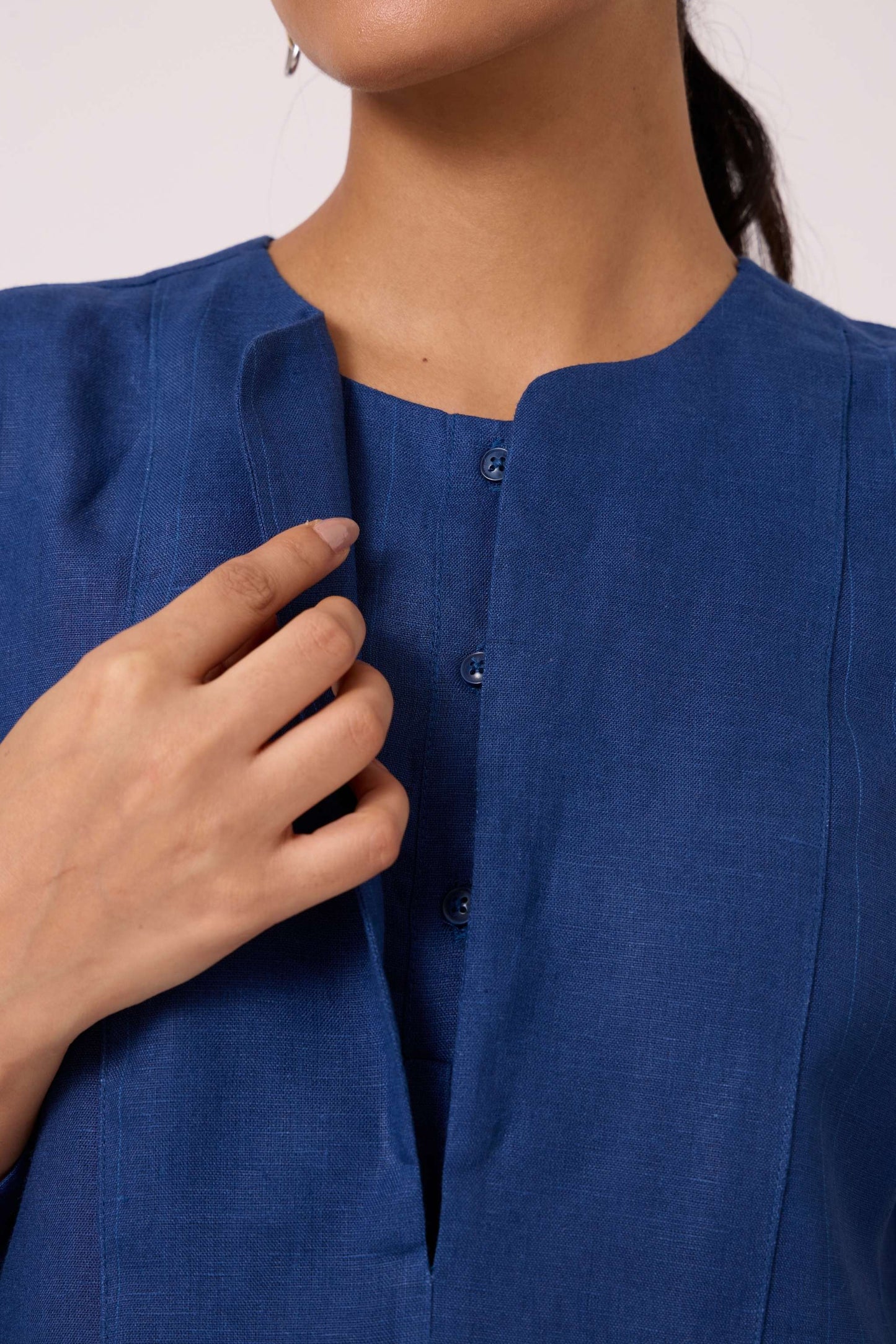 Oceania Blue Linen Top