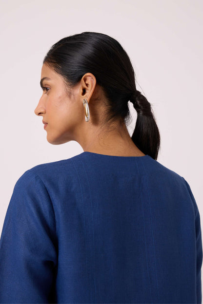 Oceania Blue Linen Top