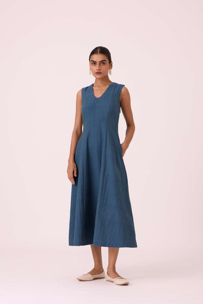 Emy Blue Handwoven Dress
