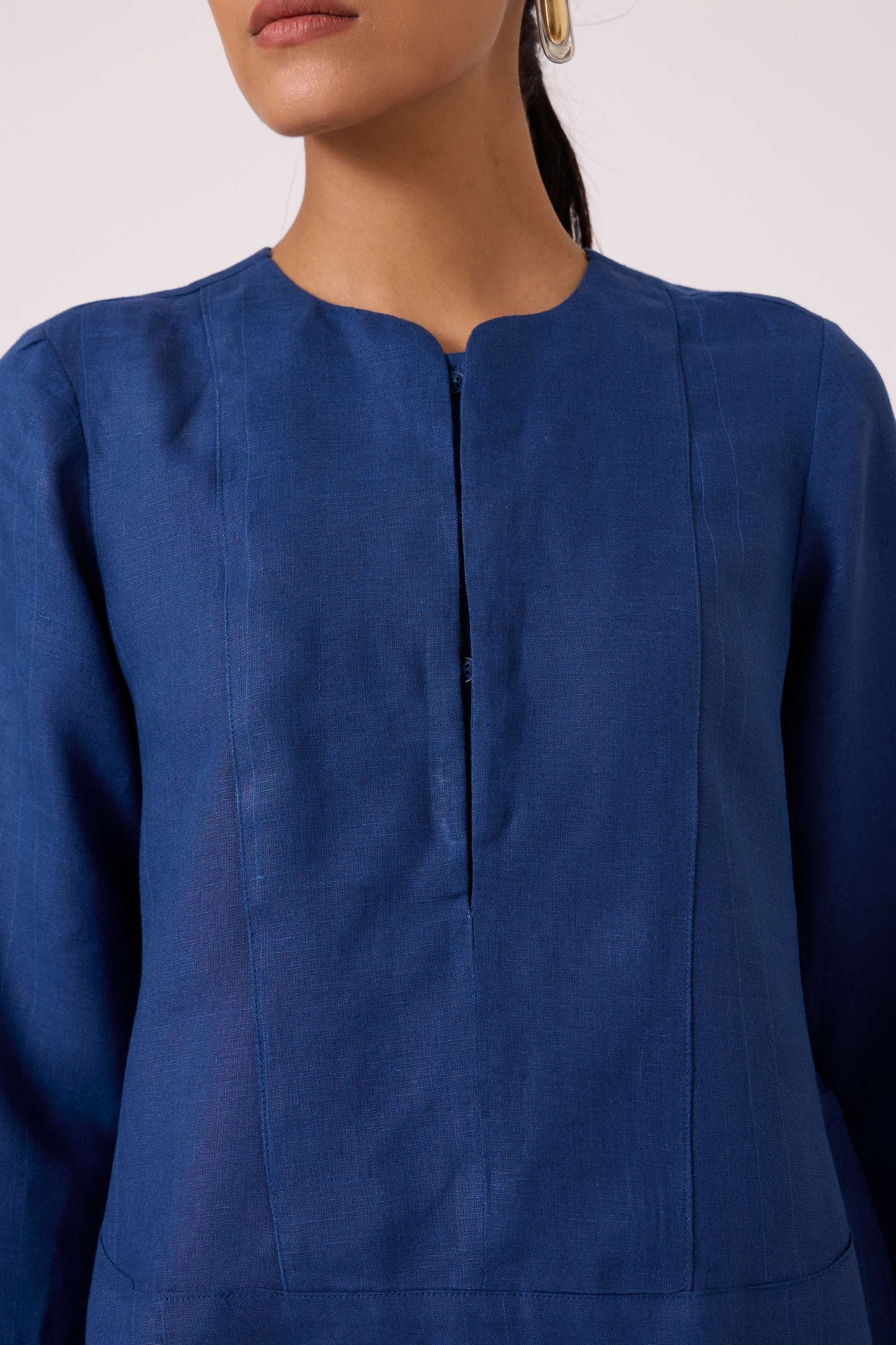 Oceania Blue Linen Top