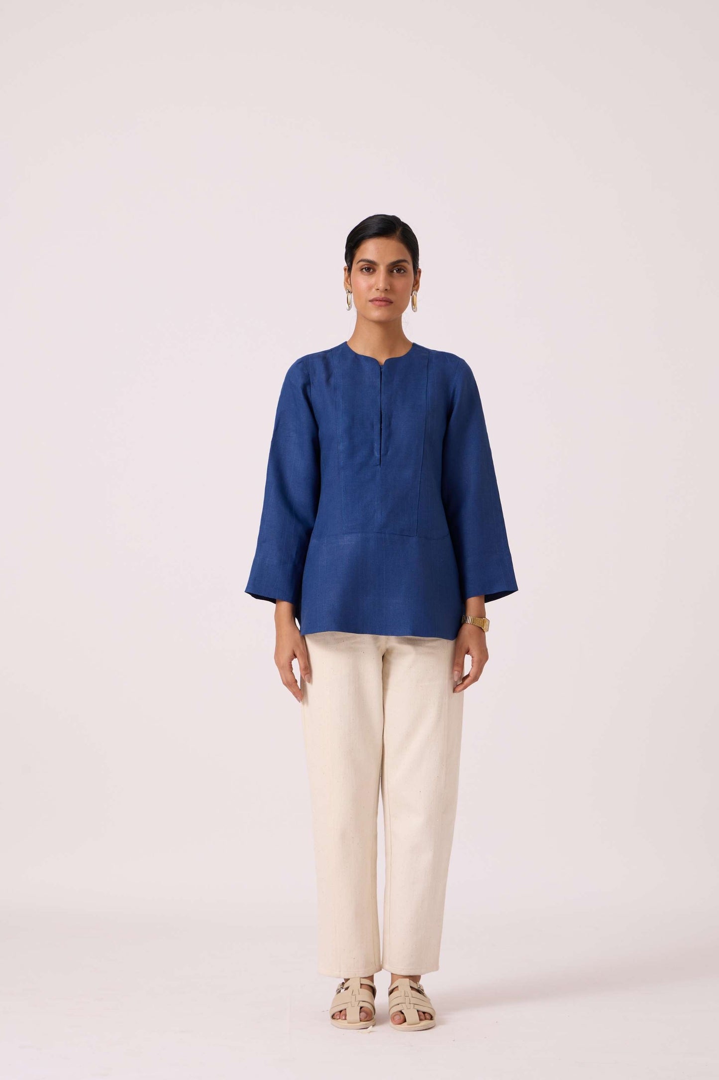 Oceania Blue Linen Top