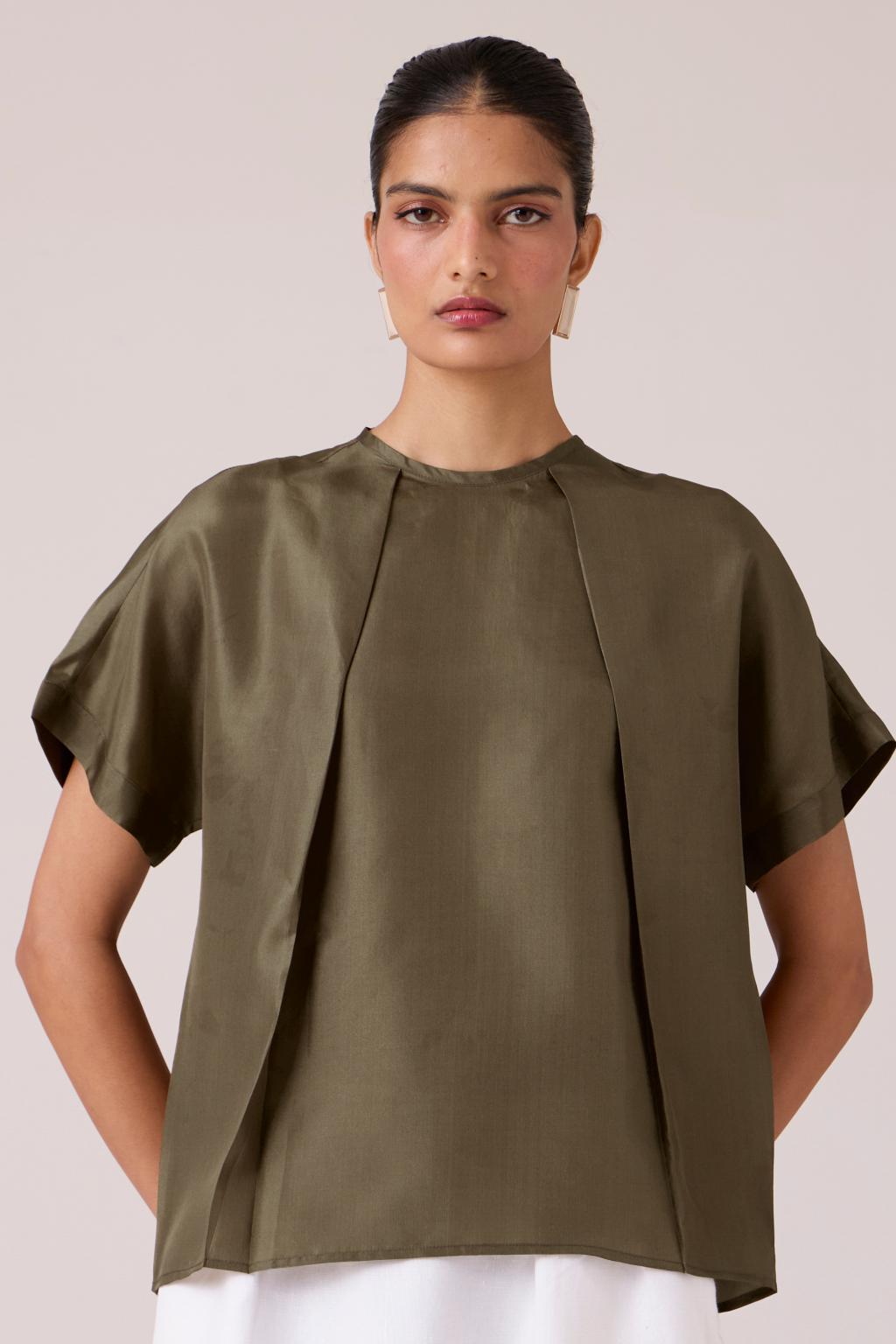 Pam Olive Silk Top