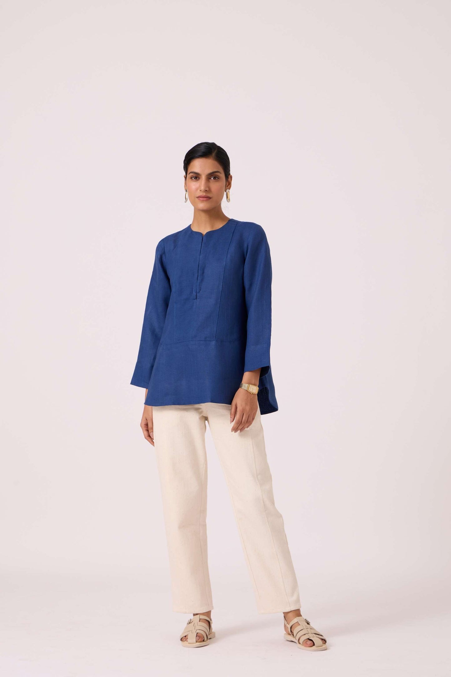 Oceania Blue Linen Top