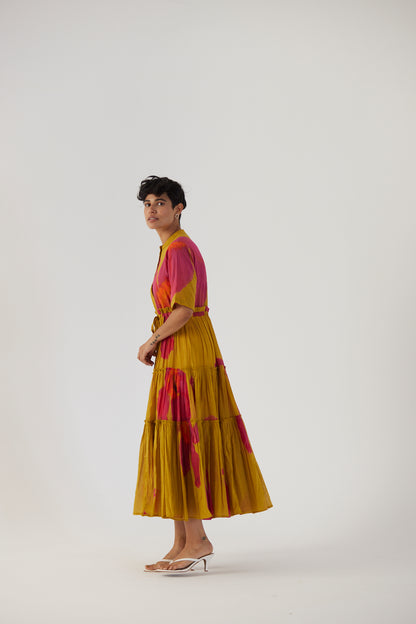 Pink Poppies Teird Dress