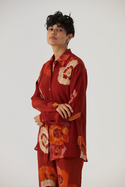 Gardenia Red Crepe Coord Set