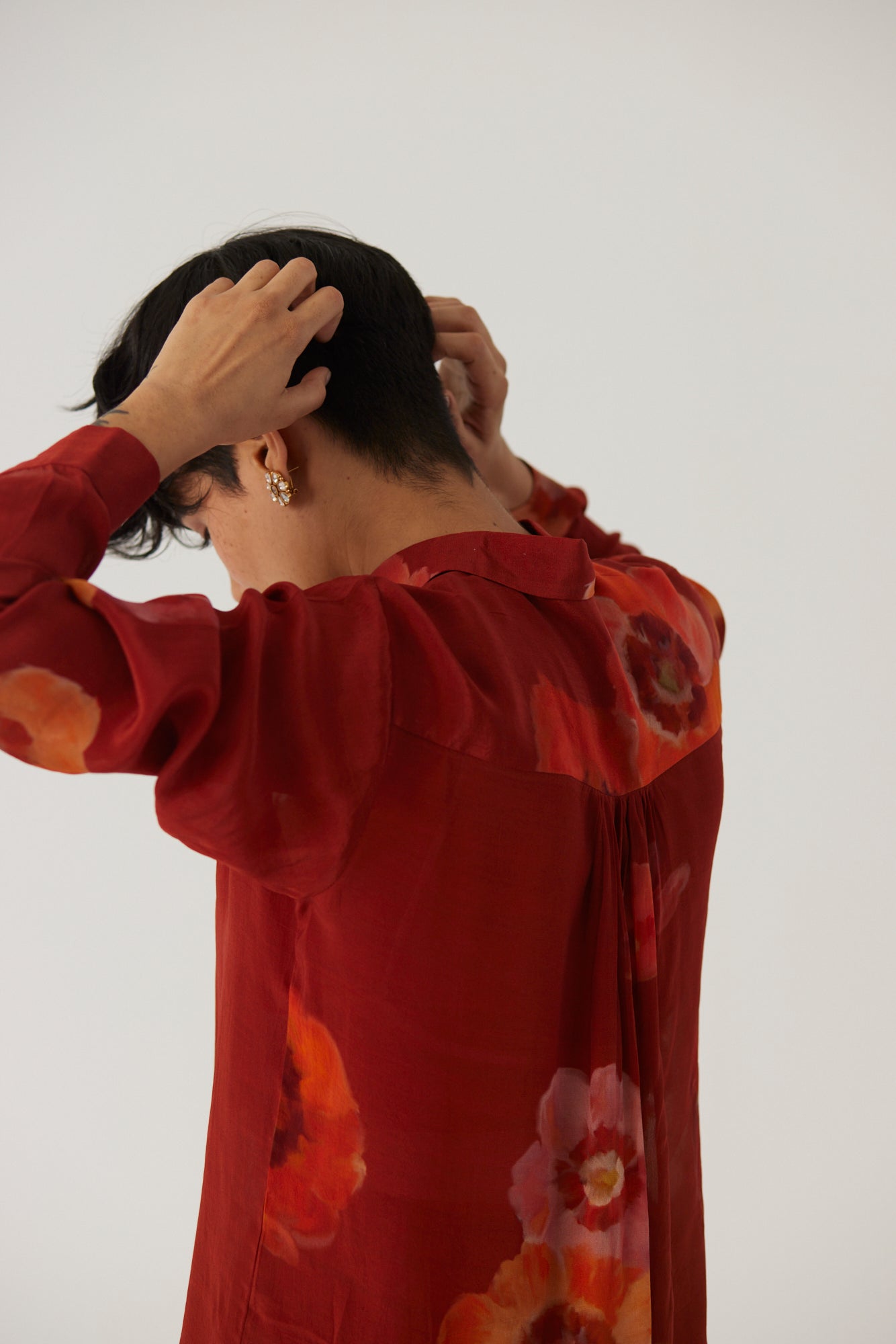 Gardenia Red Crepe Coord Set