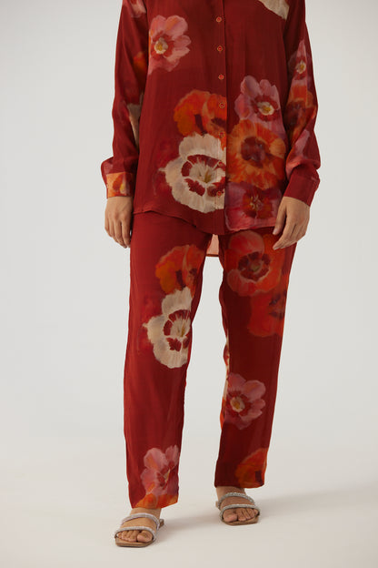 Gardenia Red Crepe Coord Set