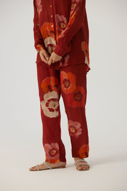 Gardenia Red Crepe Coord Set