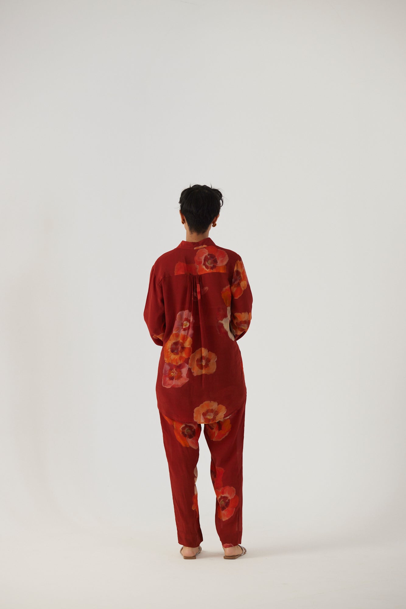 Gardenia Red Crepe Coord Set