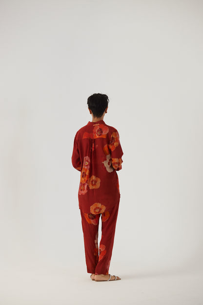 Gardenia Red Crepe Coord Set