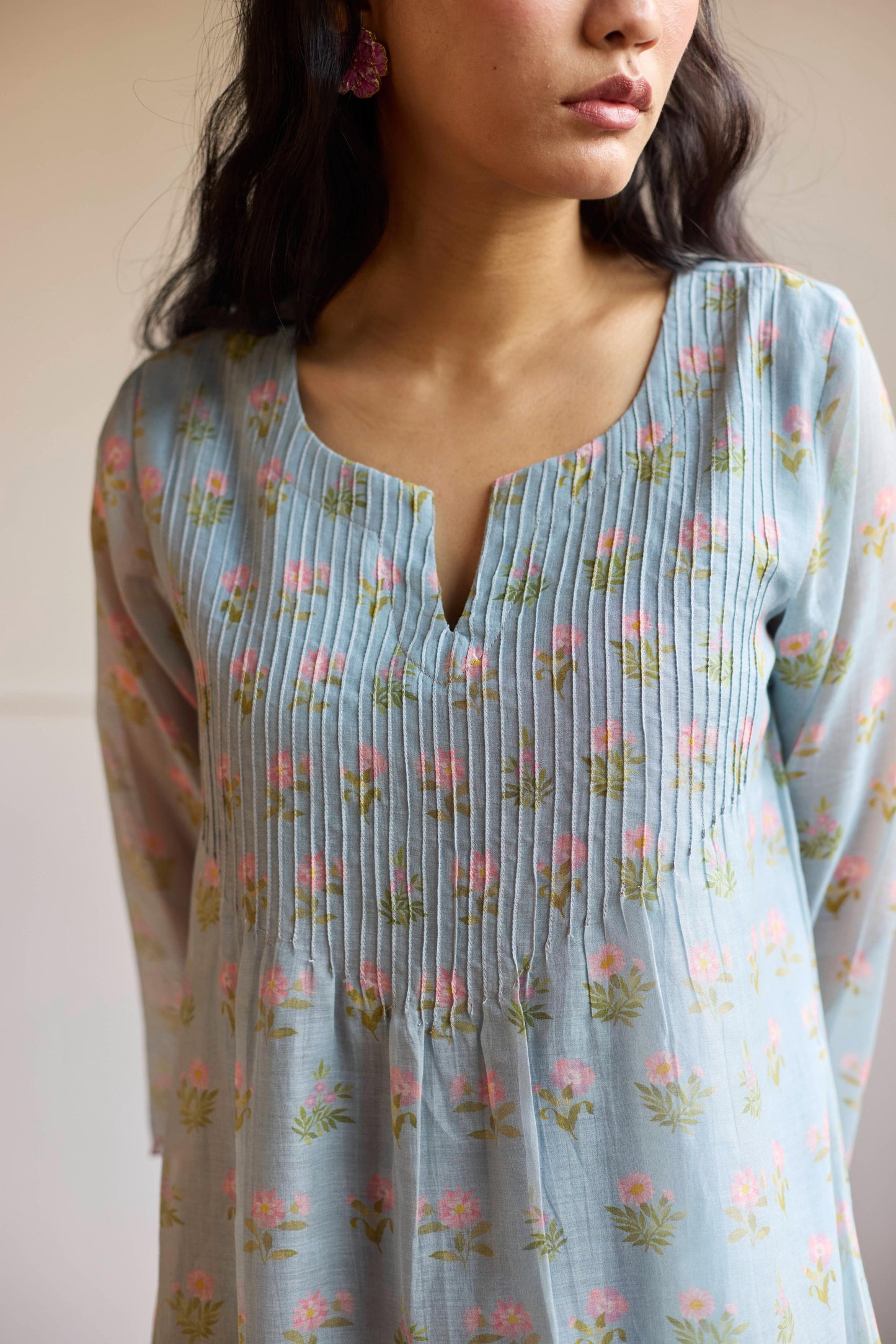 Powder Blue Pintuck Set