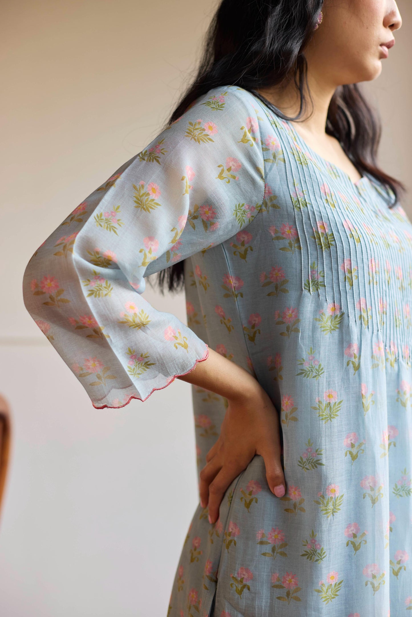 Powder Blue Pintuck Set