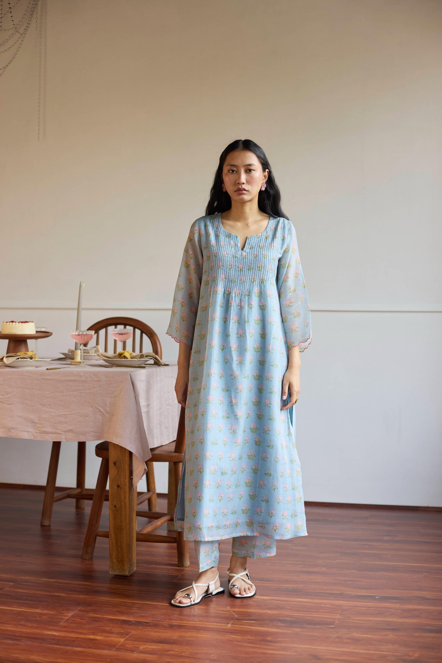 Powder Blue Pintuck Set