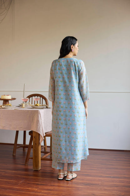 Powder Blue Pintuck Set