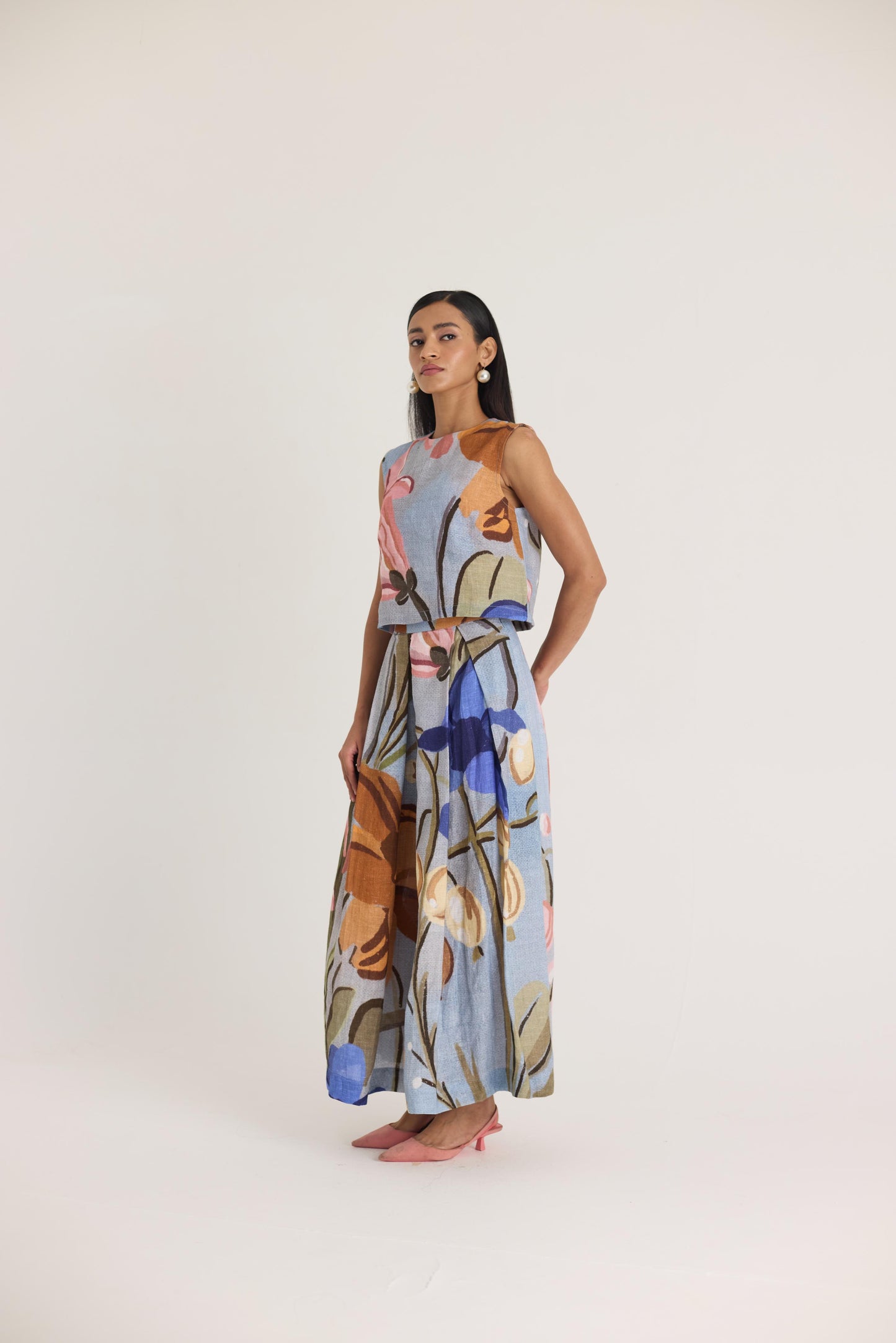 Nico Linen Top & Skirt Set