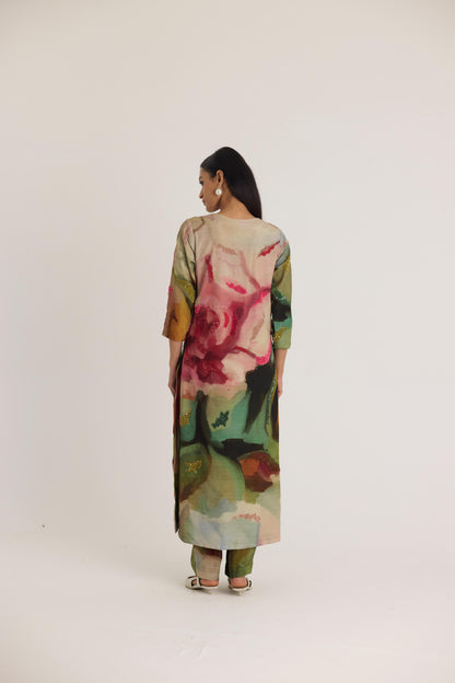 Tilly Emroidered Long V Neck Kurta Set