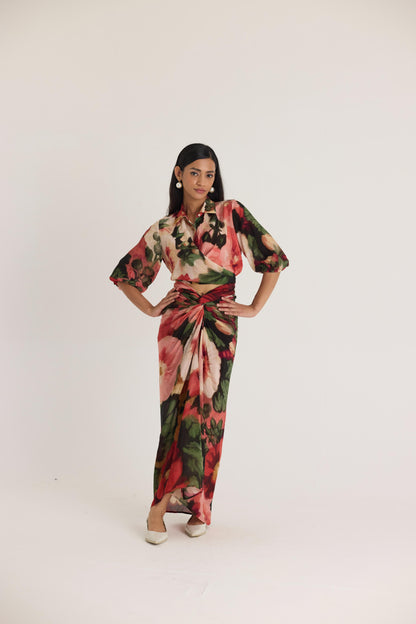 Scarlett  Tie -up Top & Skirt Set