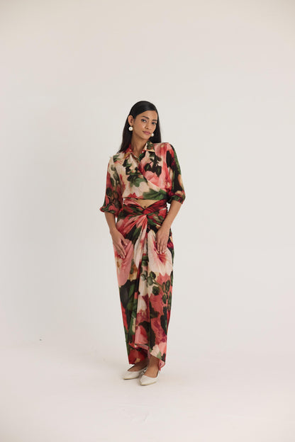 Scarlett  Tie -up Top & Skirt Set