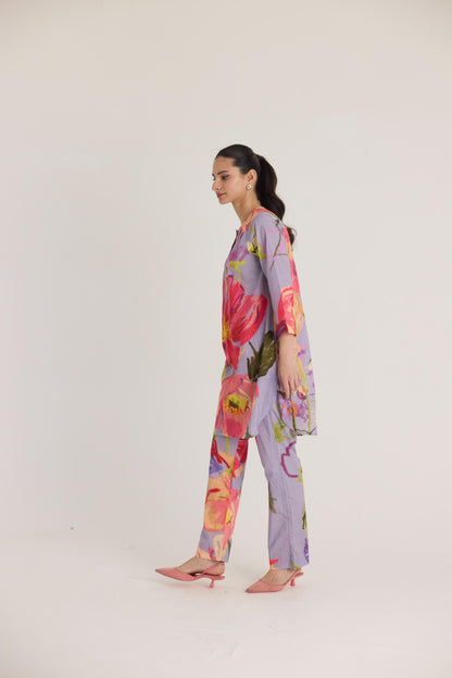 Dolly Purple Short Cotton Kurta Set