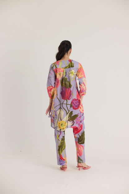 Dolly Purple Short Cotton Kurta Set