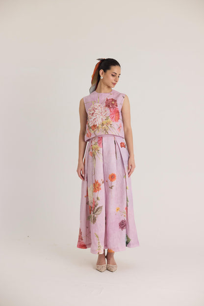 Giggle Berry Linen Top & Skirt Set