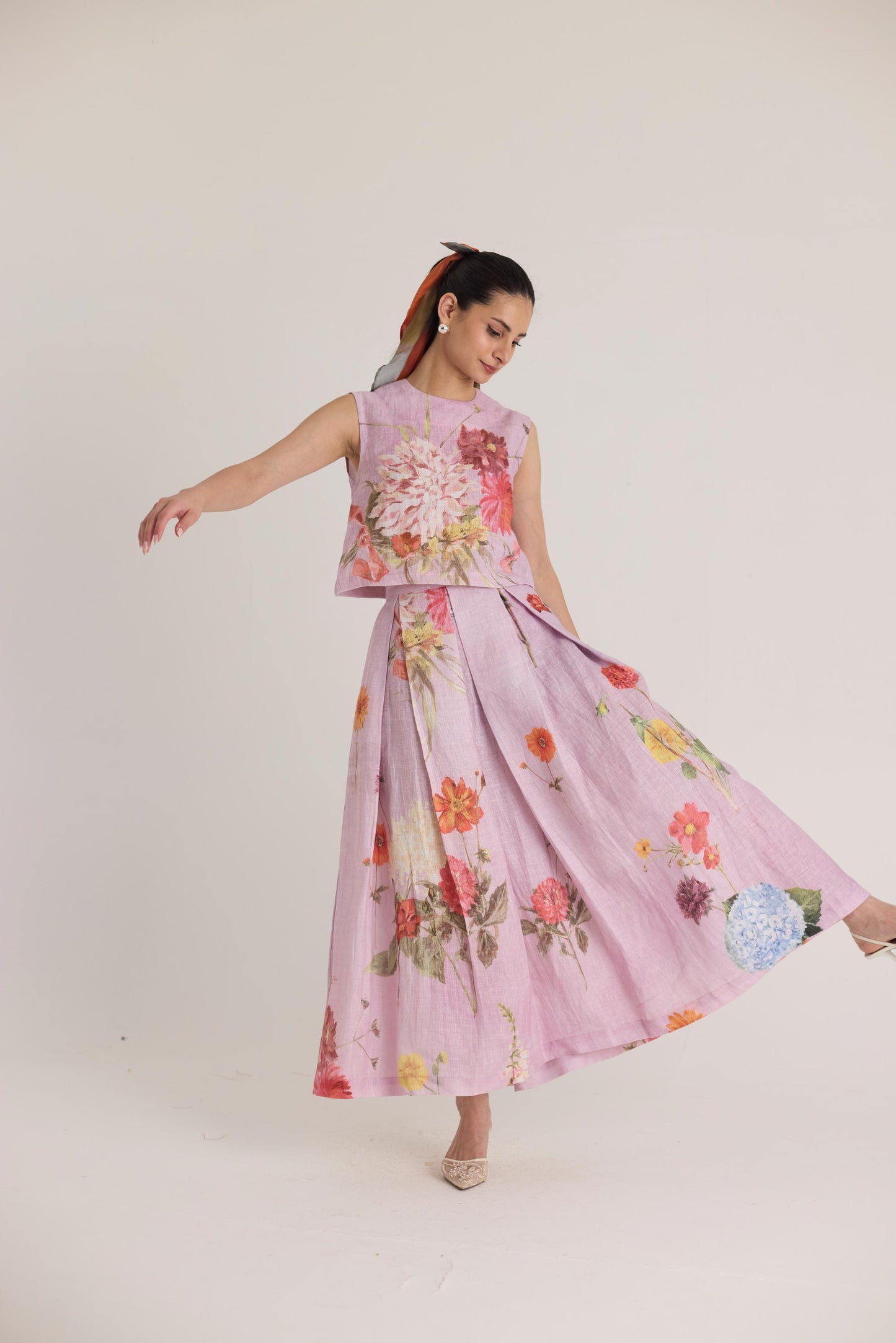 Giggle Berry Linen Top & Skirt Set