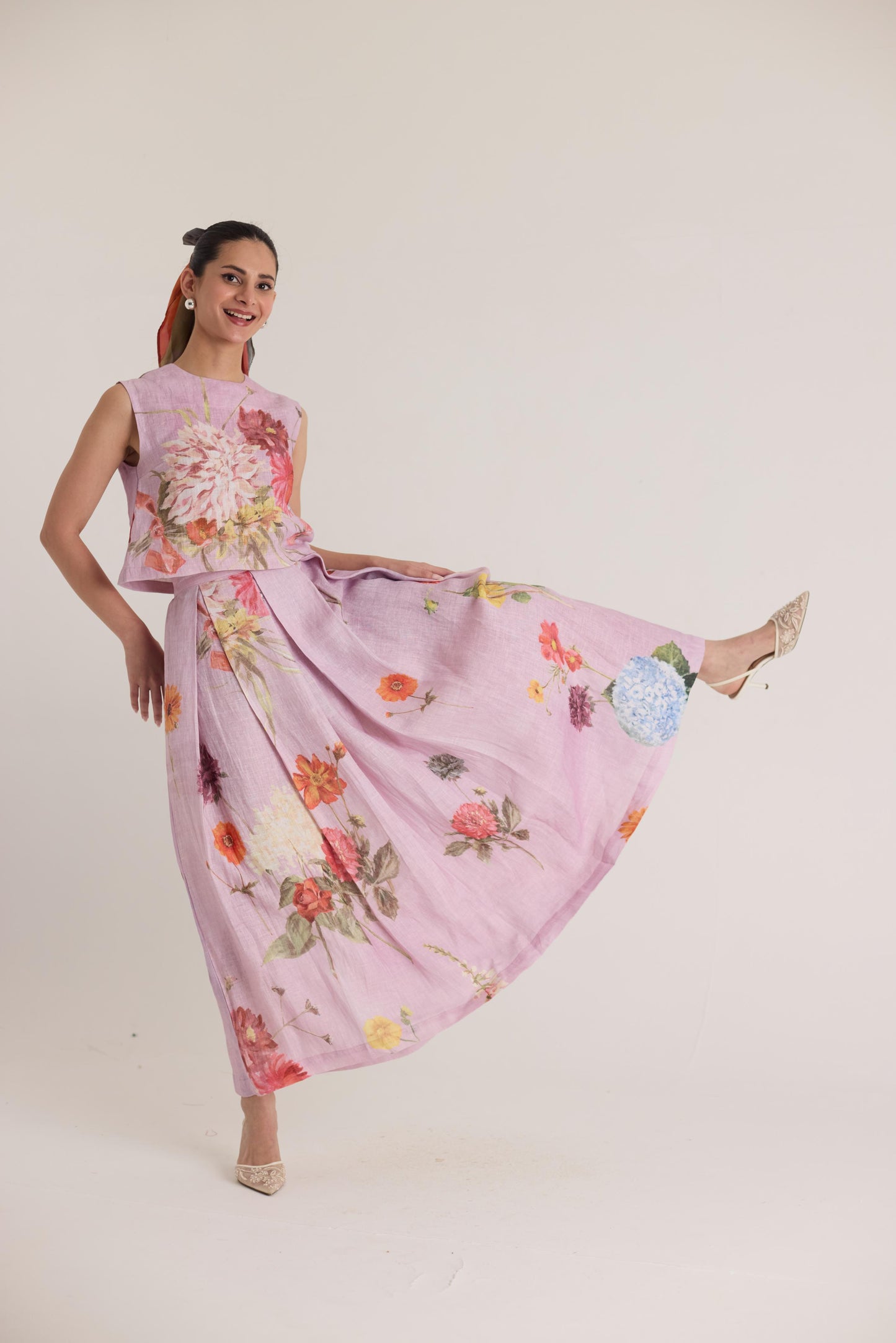 Giggle Berry Linen Top & Skirt Set