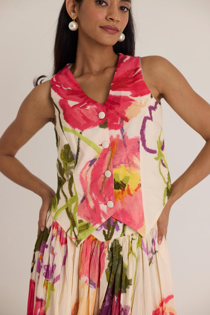 Dolly White Waistcoat & Skirt Set