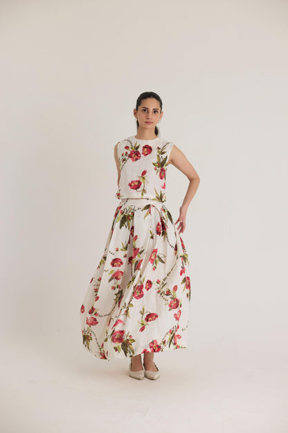 Rosita Linen Top & Skirt Set