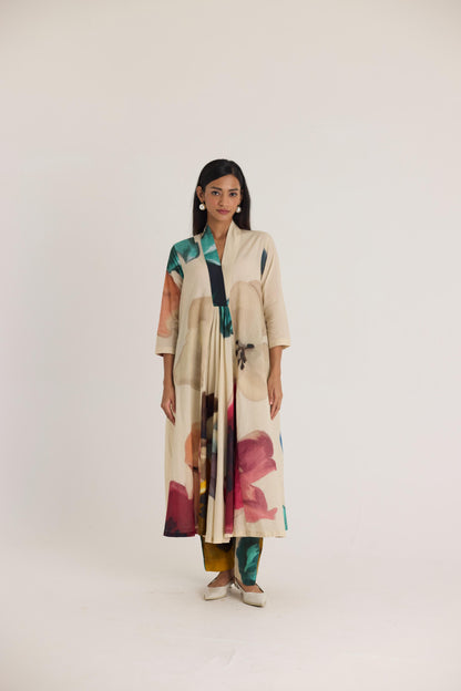 Lila Long V Neck Kurta