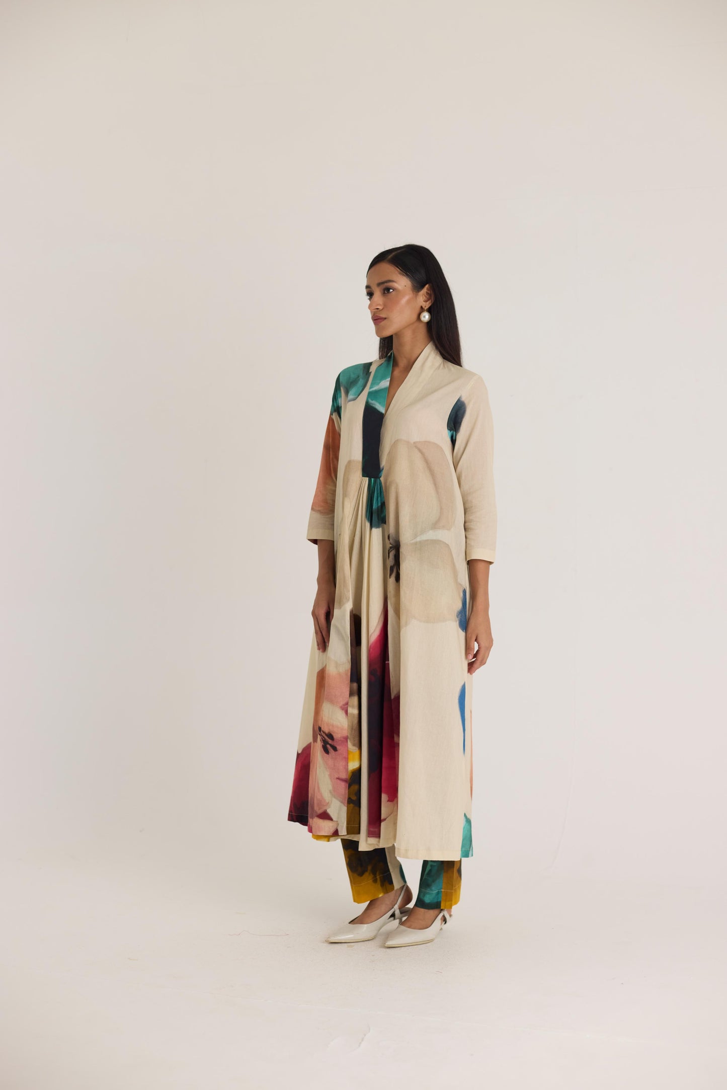 Lila Long V Neck Kurta