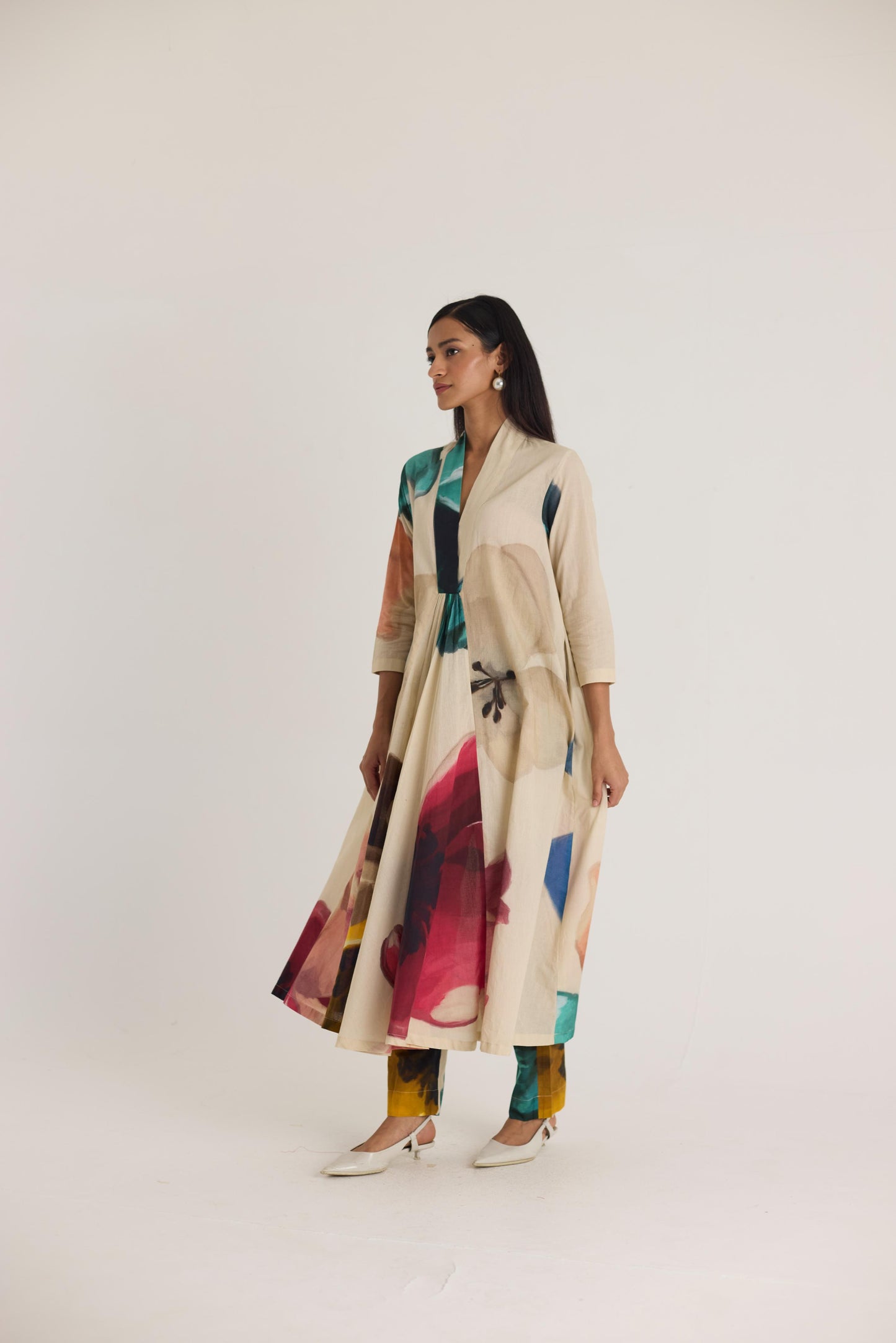 Lila Long V Neck Kurta