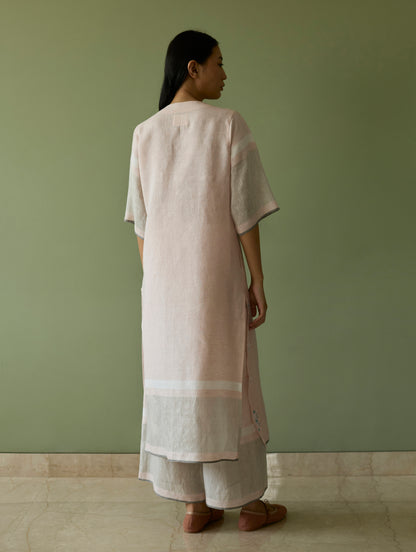 Vira Hand-Emboidered Linen Kurta Set - Blush