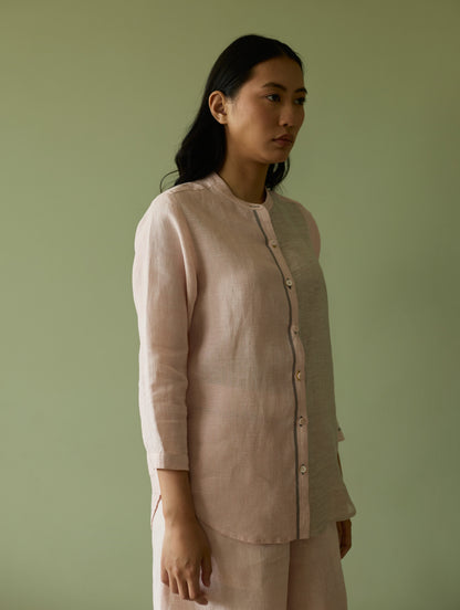 Aline Border Linen Co-ord Set - Blush