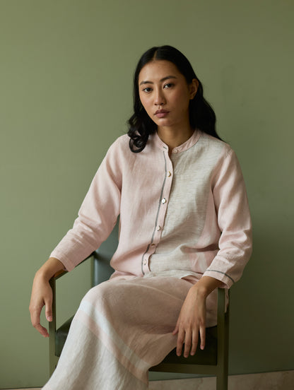 Aline Border Linen Co-ord Set - Blush