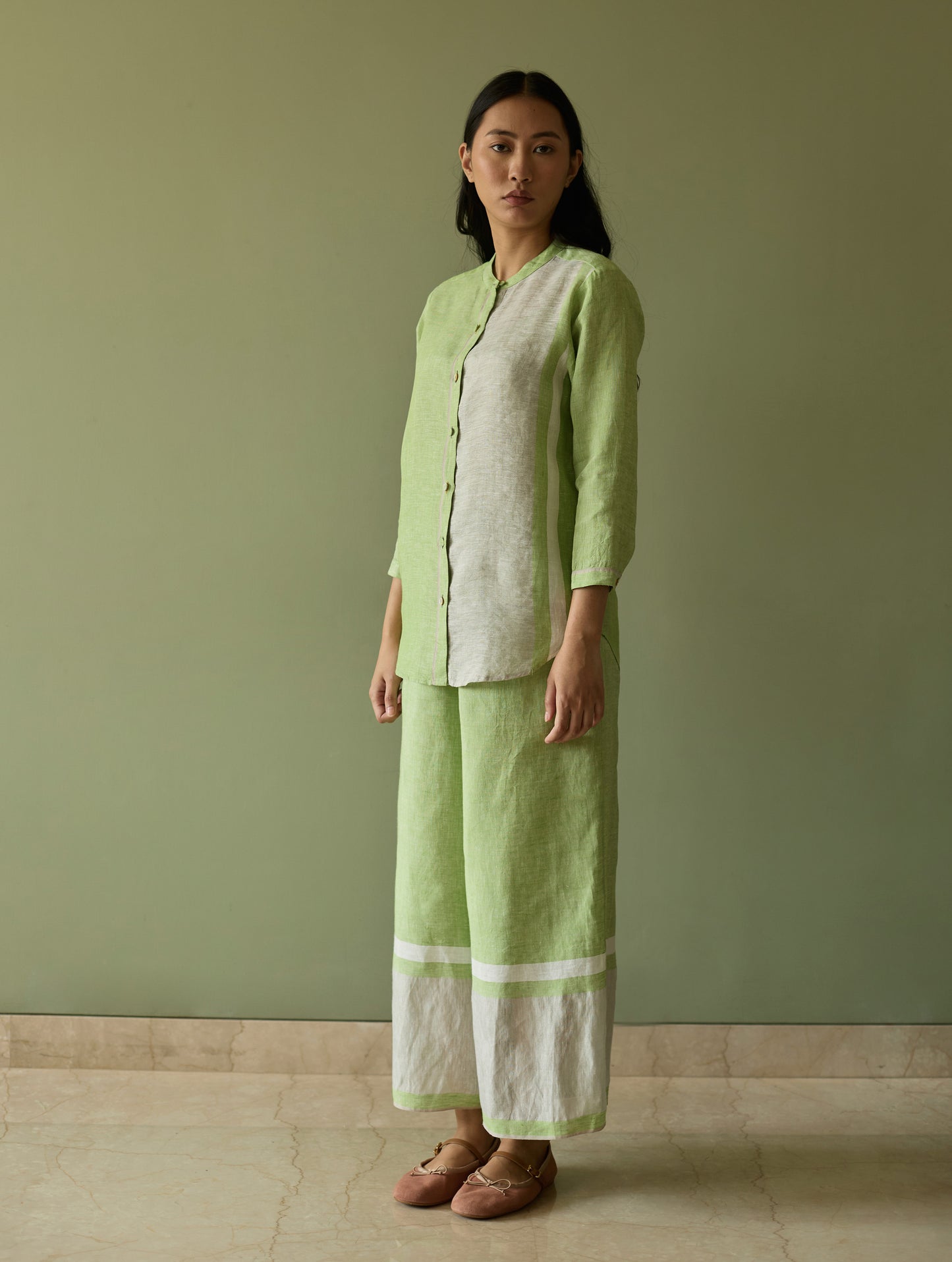 Aline Border Linen Co-ord Set - Meadow